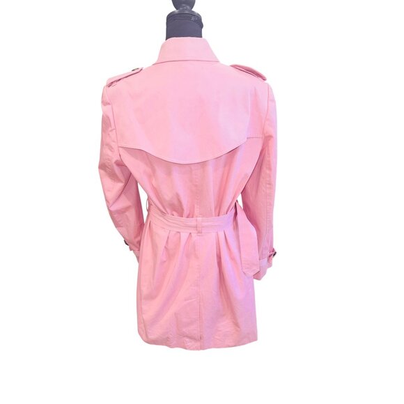 Jones New York Signature Pink Double-Breasted Trench Coat L Barbie Legally Blond - Picture 2 of 13